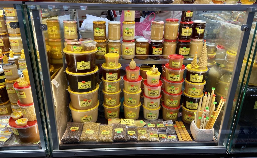 honey stand at riga central market