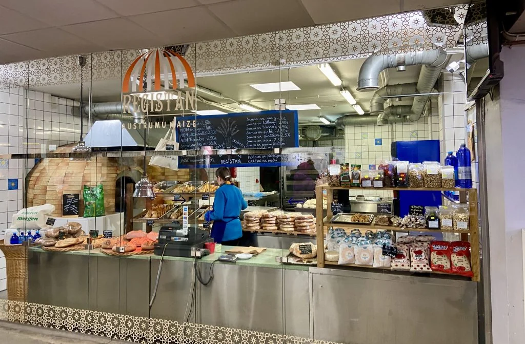 uzbek bread stall at riga central market