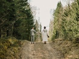 couple getting married in latvia - photo shoot in forest